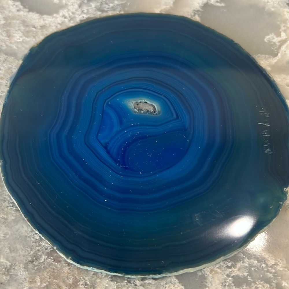 Large agate slab slices , pack of 4. Rich blue and teal color , from Brazil.